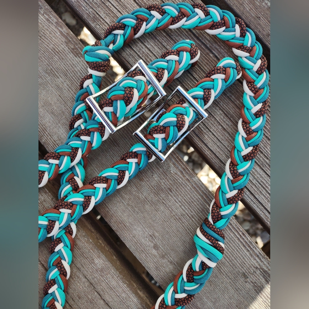 Teal and Rust Barrel Reins